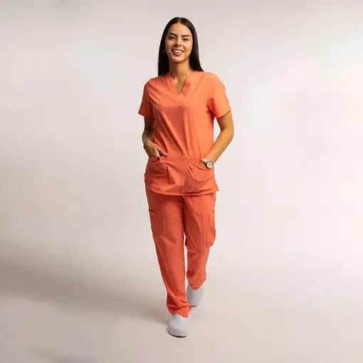 CONJUNTO UNIFORME ELASTIZADO NARANJA XS