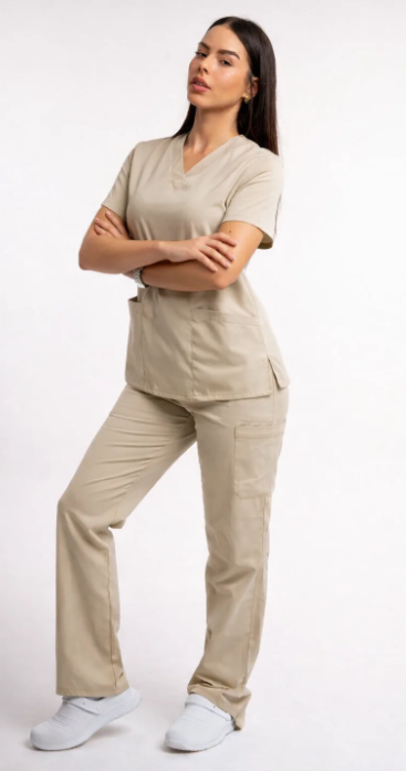 CONJUNTO UNIFORME ELASTIZADO BEIGE S