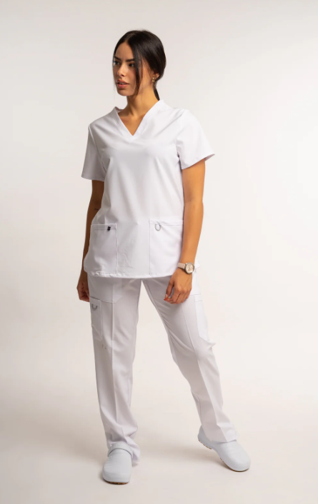 CONJUNTO UNIFORME ELASTIZADO BLANCO XXXL