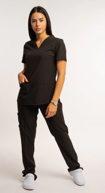 CONJUNTO UNIFORME ELASTIZADO NEGRO L