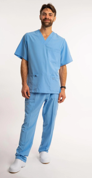 CONJUNTO UNIFORME UNISEX ELASTIZADO CELESTE S