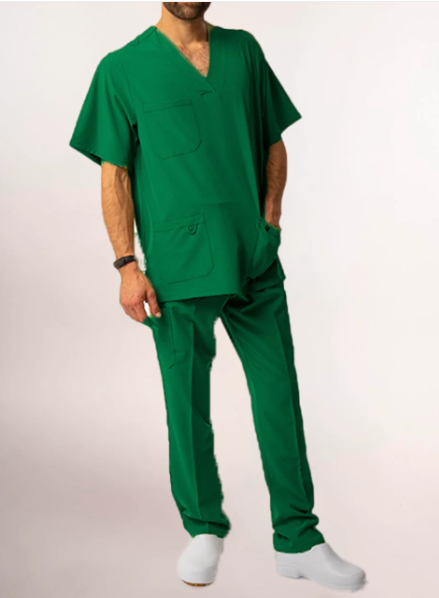 CONJUNTO UNIFORME UNISEX ELASTIZADO VERDE INGLES S
