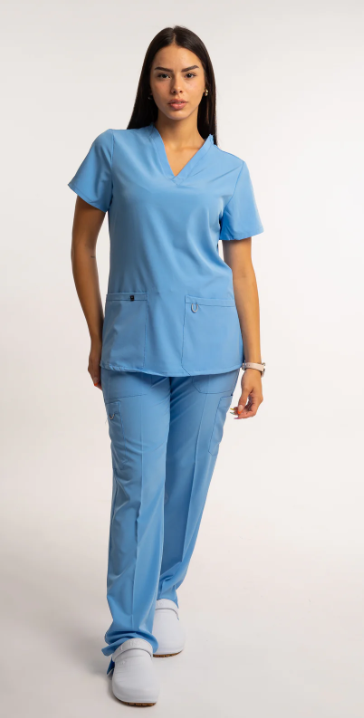 CONJUNTO UNIFORME ELASTIZADO CELESTE M